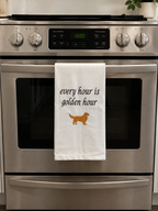 every hour is golden hour tea towel